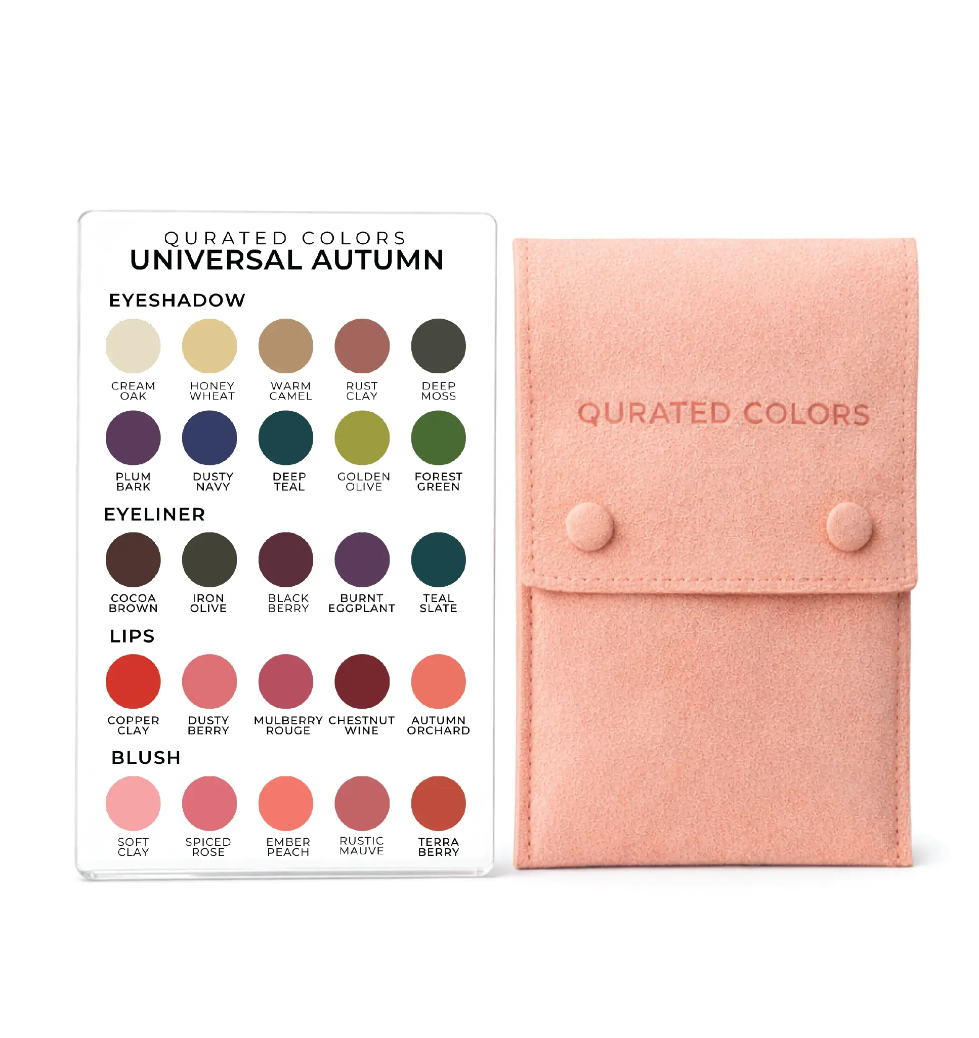 Seasonal Color Analysis Makeup Guide – Acrylic Palette Card (Eyeshadow, Lip, Blush Colors)