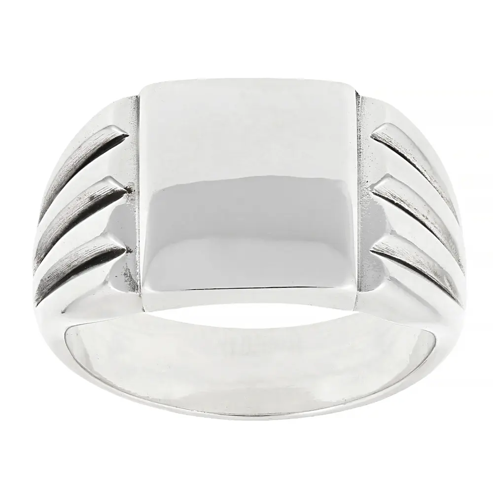 JTV Sterling Silver Men's Polished Signet Ring