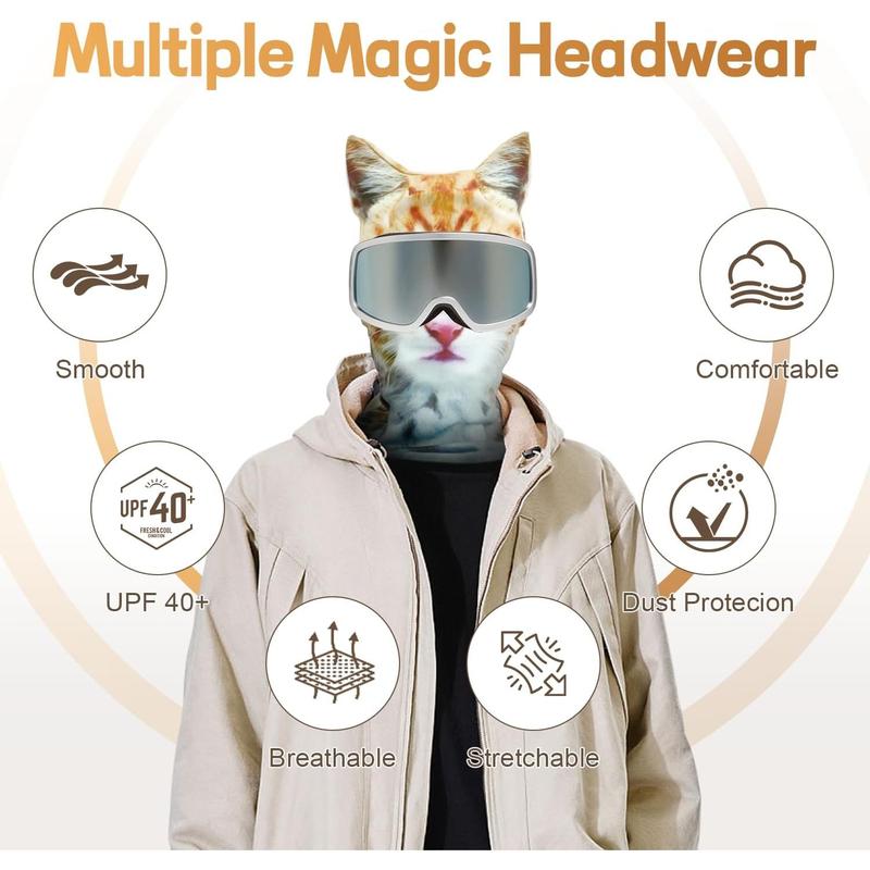 2 Pack 3D Cat Ski Mask with Ears Funny Animal Balaclava for Winter Sports Outdoor Activities Halloween Costumes Breathable Face Cover for Men Women