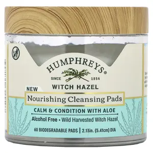 Humphreys Witch Hazel, Nourishing Cleansing Pads, Alcohol Free, 60 Biodegradable Pads