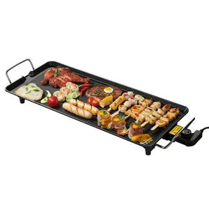 Electric Griddle Teppanyaki Grill, Indoor Smokeless Grill,Aluminum Handle to Prevent Scalding,5 Adjustable Temperatures,Non-stick Surface,plancha electrica