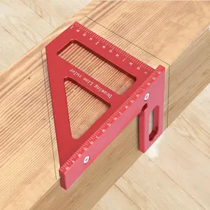 45/90 Degree Aluminum Alloy Carpenter Square Ruler, Accurate Durable Ruler, Triangle Ruler, Engineer Woodworking Layout Measuring Tool, Hardware