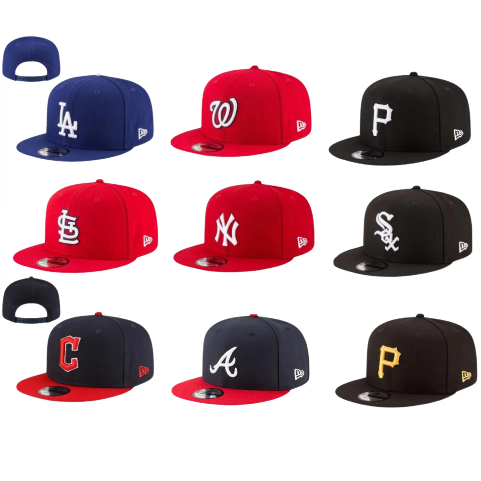 New Era MLB Baseball Cap – LA Dodgers, NY Yankees, White Sox, Cardinals, Nationals, Pirates, Braves, Guardians, Adjustable Snapback Hat, Flat Brim Streetwear Cap, Team Logo, Unisex Gorra de Béisbol, USA Sports Fashion