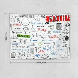 Math Symbols Tapestry,Funny Equations Geometry Function Print Educational Tapestry Wall Hanging Home Décor for Study Classroom Bedroom Living Room Office 40" x 30"