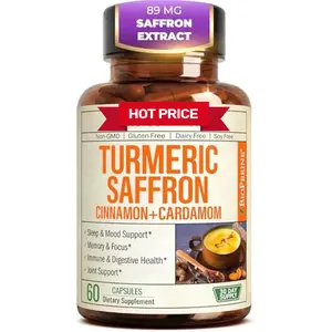 Saffron Supplements – 89mg Saffron Extract, 1000mg Turmeric Curcumin, Ceylon Cinnamon & Cardamom – Daily Mood, Joint & Metabolic Support – Joint Supplements for Women & Men – 60 Capsules