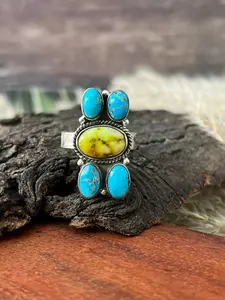 Handmade Sterling Silver Sierra Bella with Palomino Turquoise Collection: Adjustable Ring "Signed Nizhoni"