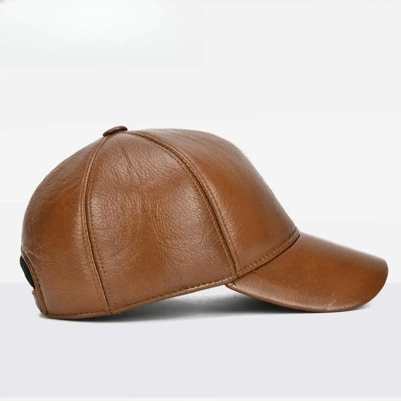 2025 Adjustable Men’s PU Leather Baseball Cap, Fall Winter Outdoor Sports Hat for Men