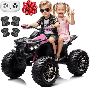 JOYRACER 24V ATV for Kids, 4WD Ride on Toys, 2 Seater Electric Quad w/800W Motors, 9AH Battery Powered Car w/Remote Control, Knee Pads, Bluetooth Music, Horn, LED, Spring Suspension, Outdoor Toys Gift for Boys and Girls Aged 3-8
