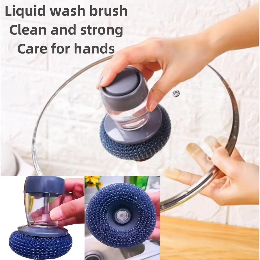 Automatic liquid-filling soap dispenser brush with a comfortable handle, ergonomic non-slip grip, durable bristles, and multi-purpose design—ideal for cleaning kitchen sinks, pots, and bowls(1+7)