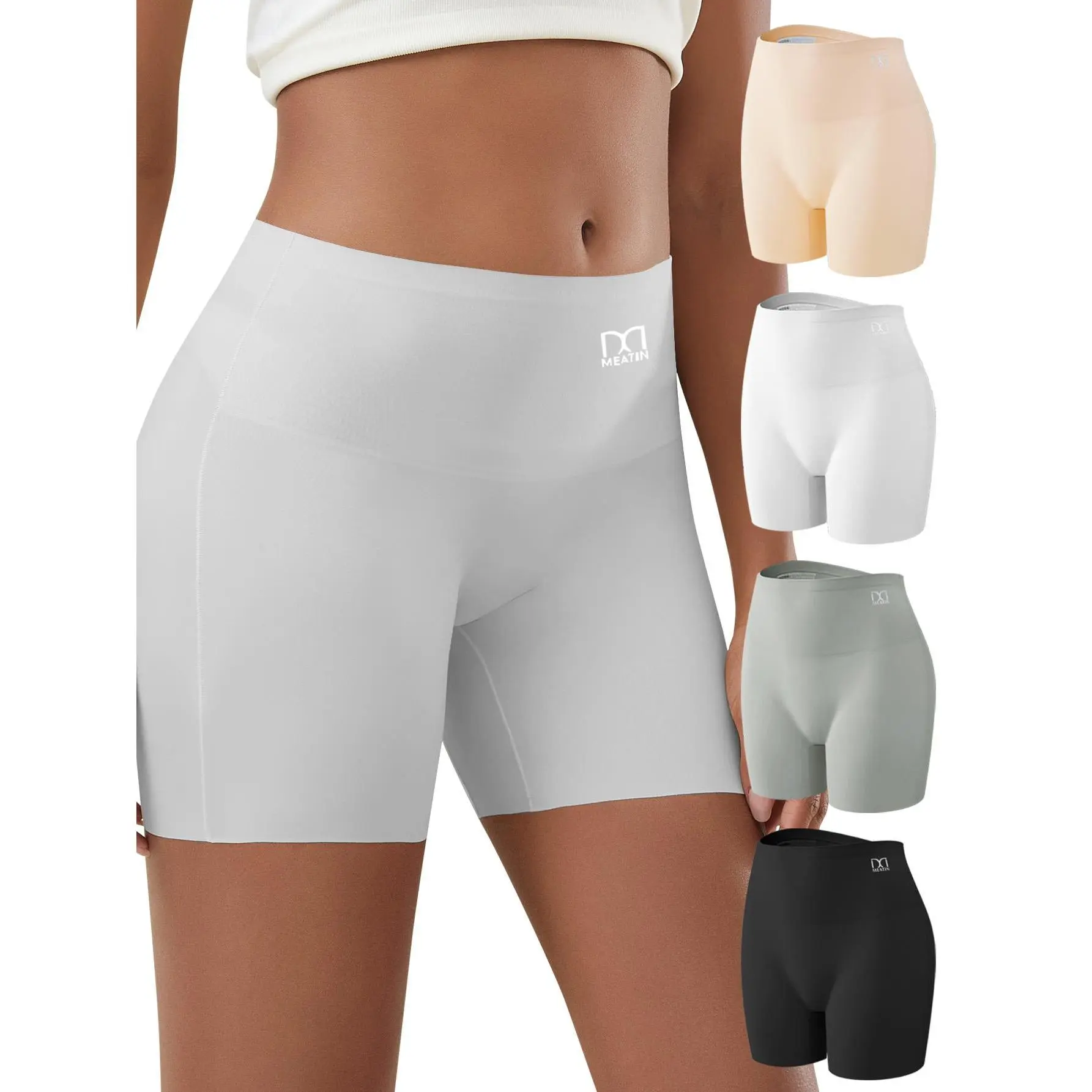 QUASTI 4PCS Women's High-Waisted Seamless Boxer Briefs - Soft, Breathable, Anti-Roll Edge, Stretchy Lady Activewear for Athletic Fit, Hip Lifting, Sports Clothes & Daily Wear, S-XXL