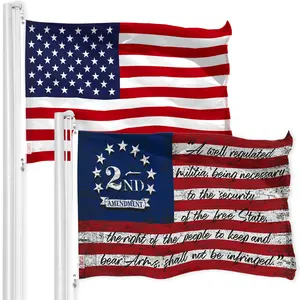 G128 Combo Pack: American USA Flag 3x5 Ft & 2nd Amendment  3x5 Ft | Both LiteWeave Pro Series Printed 150D Polyester, Brass Grommets
