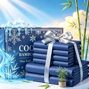 MOXHOMO Extra Deep Pocket Bamboo Sheets - 6 Pcs Breathable & Cooling Bamboo Bed Sheet Set, Hotel Luxury Fitted Sheet Set, Soft Wrinkle-Free & Machine Washable For Extra Deep Mattresses, Room Decor, Full/Queen/King Size Sheet & Pillowcase Sets