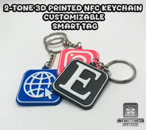 InfiniteMesh Customs Two-Tone 3D Printed NFC Keychain Customizable Smart Tag with Unique Design and NFC Technology for Everyday Use