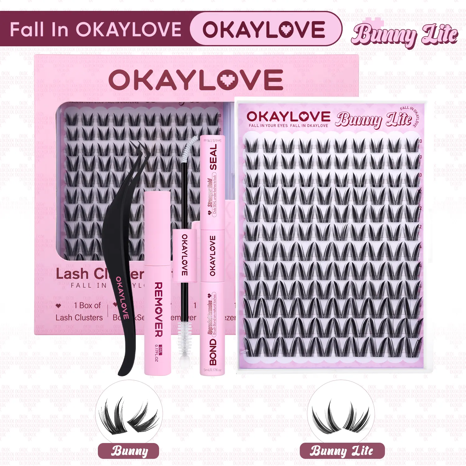 OKAYLOVE Manga Lash Cluster Kit, Wispy 8-18MM D Curl DIY Extension Kit with Glue, Lightweight Reusable Bunny & Bunny Lite False Lashes - Nature-Infused Makeup Products, Recommended by .melmel.07, #sohochic #backtoschool