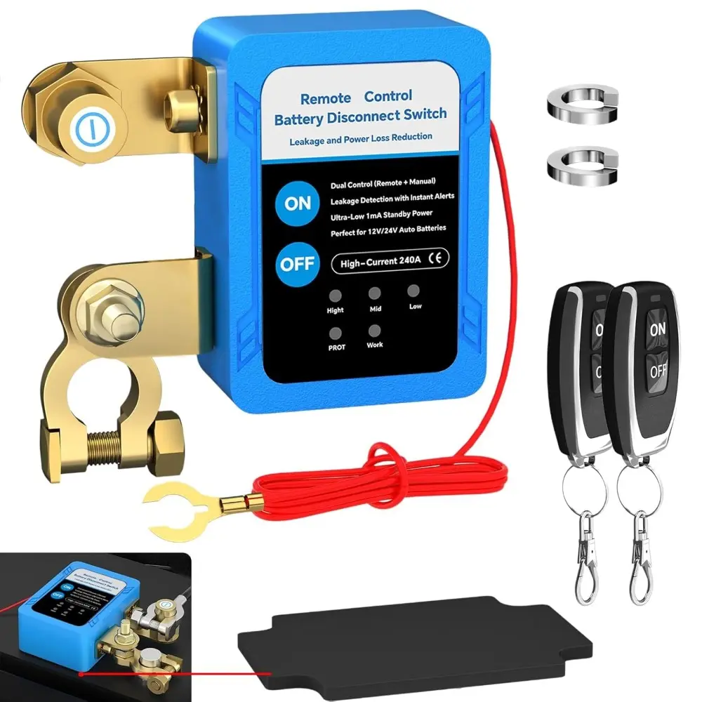 Kill Switch For Car,Truck,RV, 12V 240A Remote Battery Disconnect Switch Smart Voltage Kill Switch, Anti Theft, Prevent Battery Drain