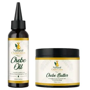 Natural Chebe Crown Moisturizing Hair Bundle – Chebe Oil + Chebe Butter for Soft, Smooth & Healthy-Looking Hair
