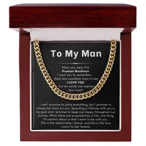 To My Man Cuban Chain Necklace, Valentines Day Gift For Him, Boyfriend Birthday Gift Promise Necklace For Him Anniversary Gift For Boyfriend. To My Man, Promise Necklace, Gift For Him, Gift For Boyfriend, Valentines Day Gift, Gift For Husband, To My