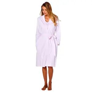 Women's Belted Long-Sleeve Cotton Marelle Elle Robe - Soft, Pocketed Wrap Style, Modest Islamic Everyday Loungewear