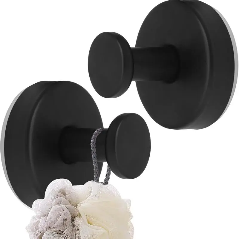 2-Pack Steel Reusable Nail-Free Adhesive Suction Cup Hanging Hooks - Bathroom Organizing Accessories, Easy-Install Wall-Mountable Waterproof Tools for Bath Towels, Loofahs, Durable Christmas Gift Gadget, Nail-Free Adhesive Suction Cup Hooks