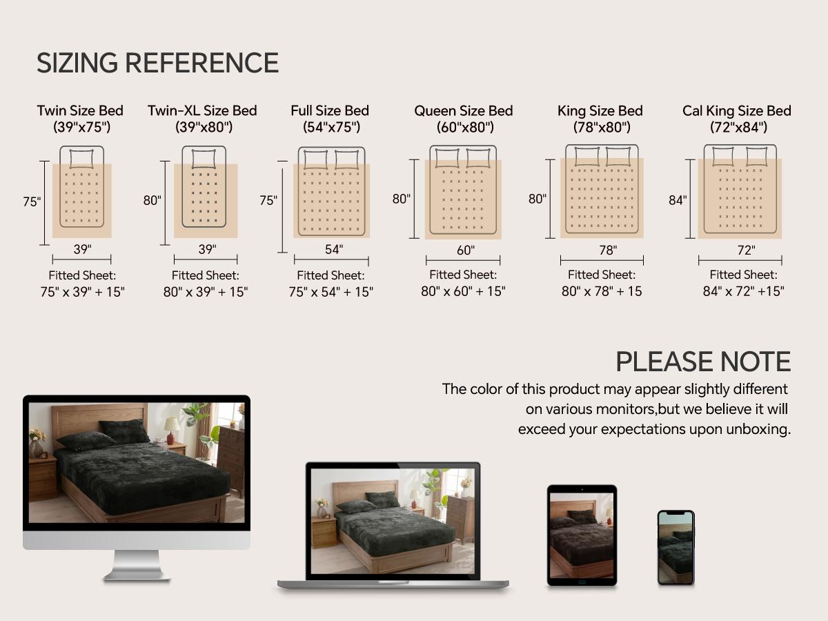 BEDELITE Velvet Fitted Sheet and Pillowcases Set Luxury Soft Fuzzy Bottom Sheet with Reinforced Elastic Corner Straps Deep Pocket up to 15 Inch 1 Fitted Sheet and Pillowcases Black Twin Full Queen King Cal King Sizes Valentine's Day gift