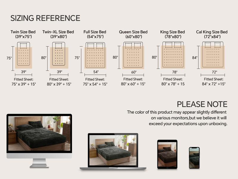 BEDELITE Velvet Fitted Sheet and Pillowcases Set Luxury Soft Fuzzy Bottom Sheet with Reinforced Elastic Corner Straps Deep Pocket up to 15 Inch 1 Fitted Sheet and Pillowcases Black Twin Full Queen King Cal King Sizes Valentine's Day gift