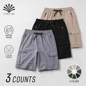 3 Pack Men’s Cargo Shorts Quick Dry Lightweight Stretch Hiking Shorts for Men with Zipper Pockets Elastic Waist Athletic Outdoor Casual Shorts for Fishing Camping Running Gym Travel Breathable Tactical Multi Pocket Summer Shorts No Lining