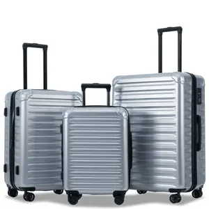 XDECO 3-Pieces Luggage set in brushed silver