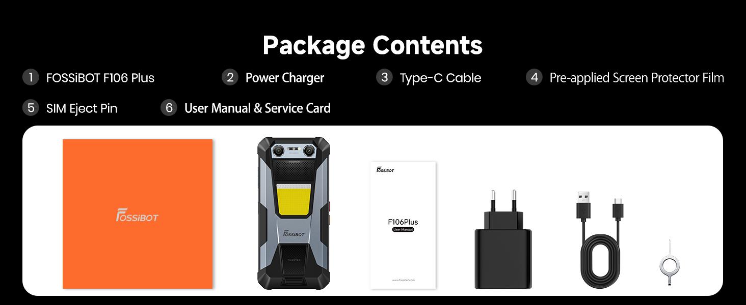 FOSSIBOT F106 Plus Rugged Mobile Phones, 12000mAh Big Battery, 30W Fast Charging, Android 15, 18GB+128GB/2TB Storage, 512LM Camp Light, 128dB Double Speaker, 50MP+20MP Night Vision Camera, 4G Dual SIM, NFC,back to school,back to school haul