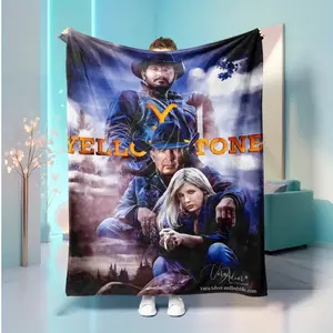 Fashionable Yellowstone Pattern Blanket, High-Definition Printing, All-Season Use, Digital Printing Technology, 100% Polyester Fiber, Suitable for Sofa, Bed, Office, Car, and Camping | Machine Washable, Modern Style, Perfect Gift