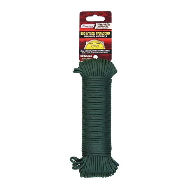 Koch 7337637 Weatherproof Nylon Braided Paracord Roll, 0.156 in. x 100 ft. SecureLine, Olive Drab