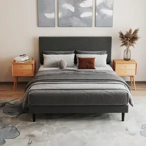 【Deal】Homy Casa Furniture Upholstered Bed Frame with USB Charging Ports & LED Light Strip, Adjustable Headboard,  - No Box Spring Needed, Quiet & Sturdy, Easy Assembly Customizable Comfortable