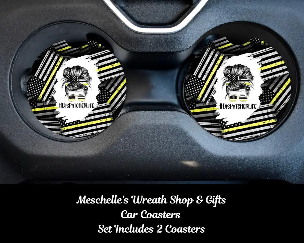Handcrafted Dispatcher Life 2.75-inch Car Coasters - Neoprene/Ceramic, Sublimation, Washable, Stylish Design, Functionality-Focused Automotive Interior Decorations for Cup Protection, Daily Commute Use