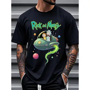 1pc Men's Rick and Morty T-Shirt 100% Cotton Rick & Morty Graphic Tee with Rick, Morty, Summer Perry Maze & Iconic - Casual Loose Fit Short Sleeve Shirt for Daily Wear, Gym, School (Back to School Essential) - Fan Apparel