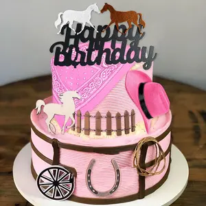 LaVenty Cowgirl Cake Decorations Cowboy Western Cake Decorations Cowgirl Hat Birthday Cake Topper Cowgirl Boots Cow Balls Cake Toppers