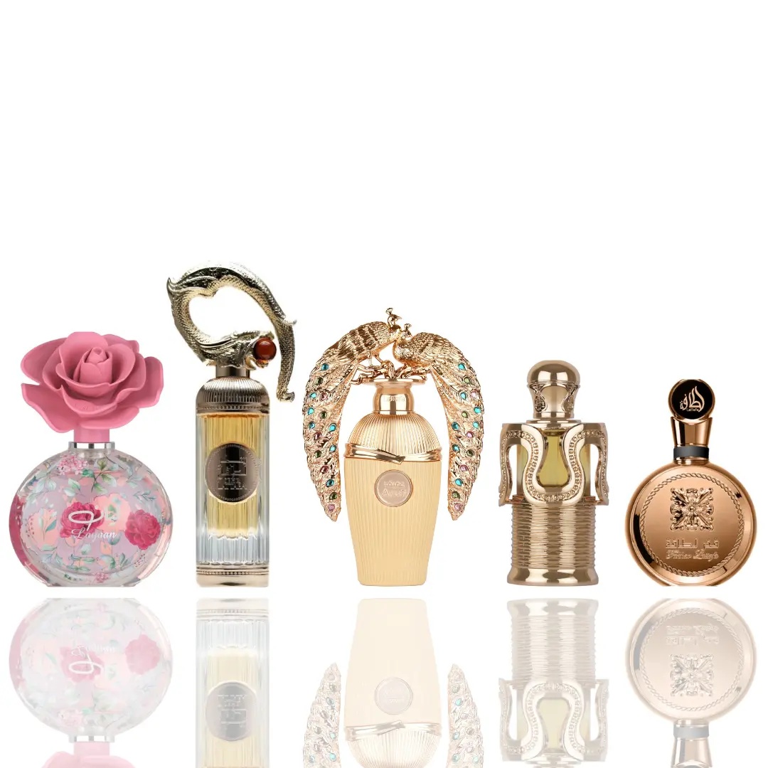 Lattafa 5-Piece Unisex Extrait Fragrance Bundle Pack - LAYAAN, SEHR, AFEEF, MAITHA, FAKHAR with Luxurious Scent, Citrus, Rose, Vanilla, Fresh Floral Notes & A-Starting Fragrance (Packaged Bundle Option), Fragrance That Starts With A
