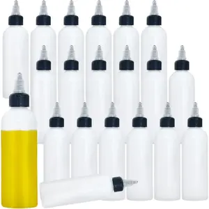 20 Pcs 4 Oz Plastic Squeeze Condiment Bottles with Twist-on Cap Lids,Sauce Bottle with Squeeze Top,Squirt Condiment Bottles for Ketchup,Mustard,Olive Oil and More