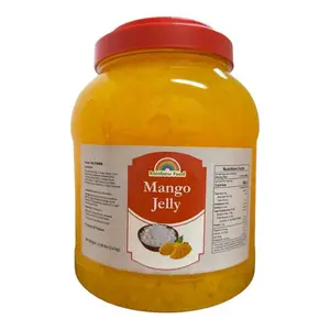 Mango Jelly - Sweet Delicious Mango Flavor with Nata de Coco for Soft Jello Texture - Perfect for Bubble Tea Desserts and More - 8.38 lbs per Bottle