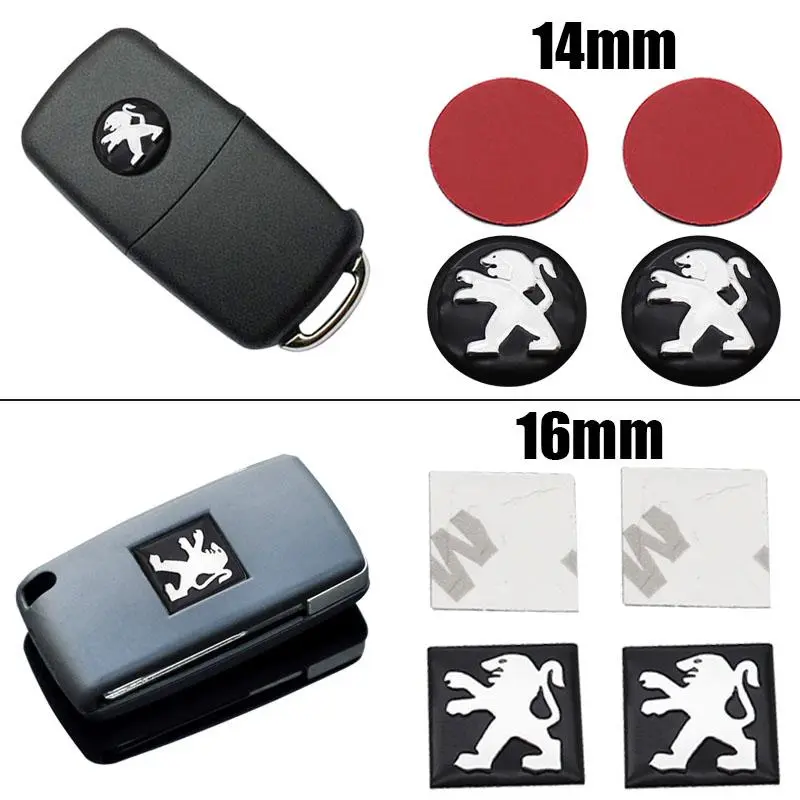 2pcs 20pcs  3D Peugeots 16mm 14mm Old Aluminum Car Logo Key Fob Decoration Emblem Auto Key Badge Sticker Accessories