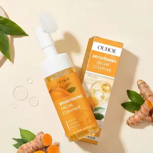 Turmeric Kojic Acid Brightening Facial Cleanser with Silicone Brush Deep Pore Cleanse and Even Skin Tone Daily Face Wash for Radiance Boost