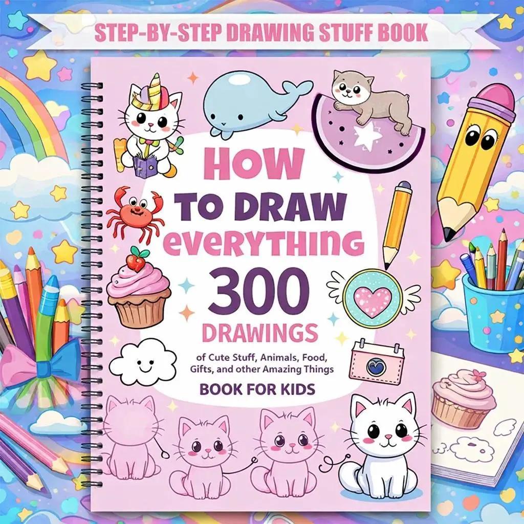 Painting Enthusiast Guide 300 Step By Step Drawings Learn to Draw Cute Animals Food Gifts Easy Tutorial for Beginners Illustrated Activity Book How to Draw Books