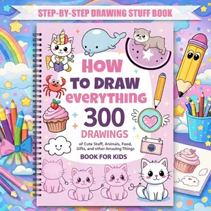 Painting Enthusiast Guide 300 Step By Step Drawings Learn to Draw Cute Animals Food Gifts Easy Tutorial for Beginners