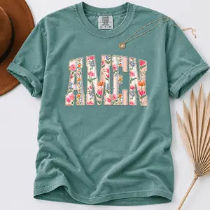 Comfort Color PRINT Amen Floral Pearl T-shirt, Faux Christian Spring Sublimation Shirt, Vintage Faith Shirt Graphic, Patchwork Flower Lettering - TrendWear USA