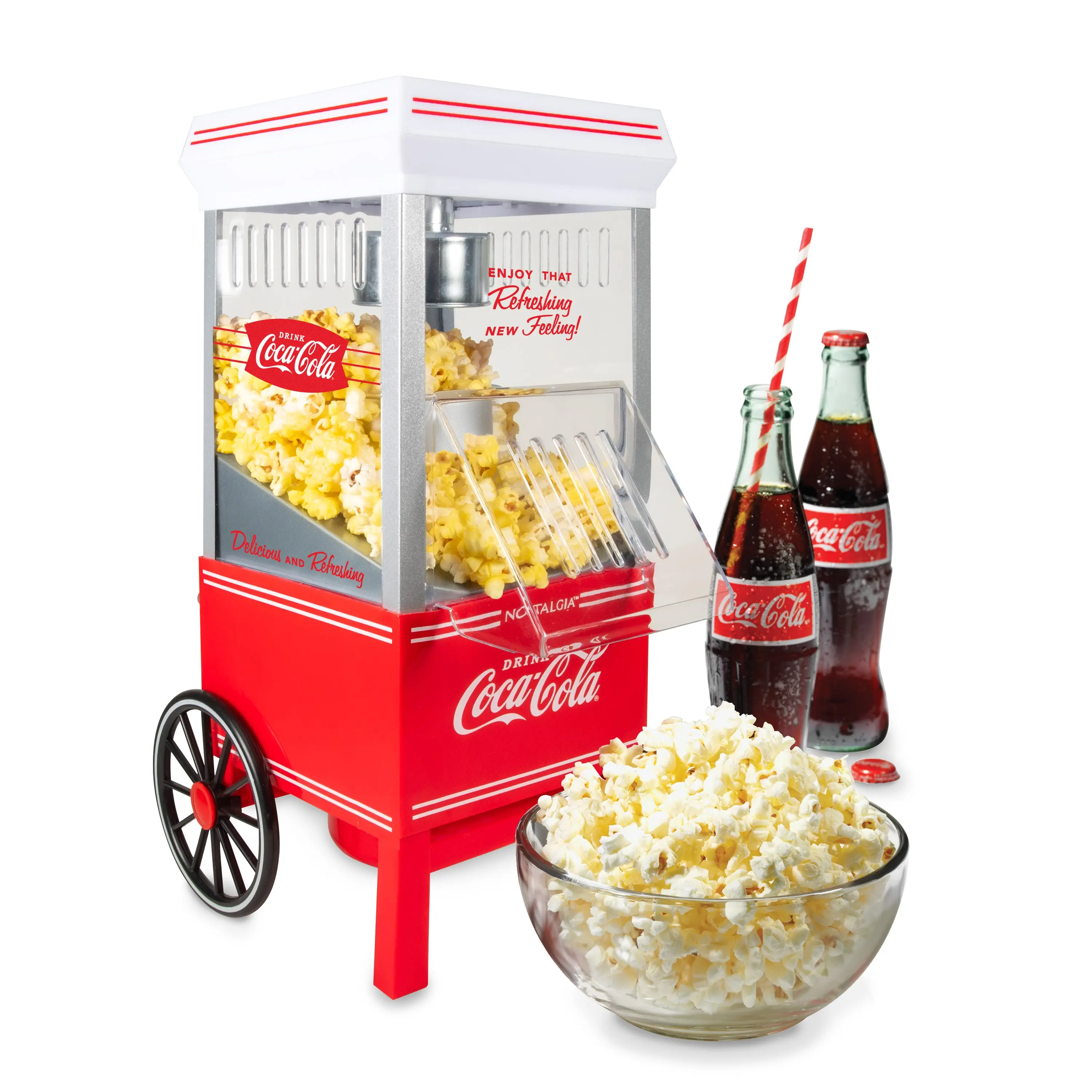 Coca-Cola® 12-Cup Hot Air Popcorn Maker, 12-cup Popper for Household Kitchen Use