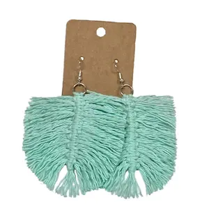 Handmade Boho Macrame Feather Earrings