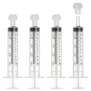 PETAXCELL Feeding Syringes with Cap, Plastic Syringes for Liquid Pet Feeding Measuring Tool No Needle 10ml, (White, 4pcs), Intended for Dog / Cat / Rabbits / Small Animal / Scientific Lab