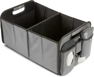 Munchkin Out-n-About Trunk Organizer for SUVs and Cars with Portable Changing Pad and Wet Baby Wipes for Diaper Changes On-the-Go, Collapsible, Grey