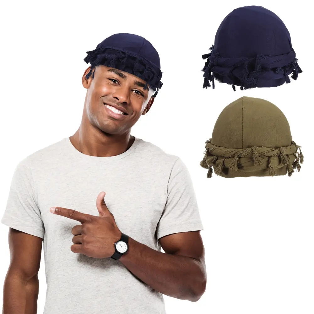 2PCS men's inner lining head cap tassel edge headscarf cap women's personalized hair care twist tail cap personalized hair care twist tail cap