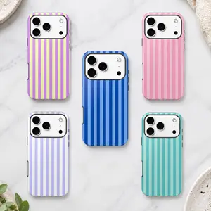 Personalized  Aesthetic Striped Touch Phone Case Cute Phone Cover Phone Accessories Trendy Design for iPhone 17 17 Pro Max 17 Pro 17 16 15 14 13 12 11 For Boys & Girls