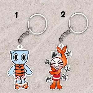 Moonshelly dandy's world keychain: Shrimpo and Finn, Shrimpodandysworld, Finndandysworld