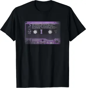 Purple Cassette Tape Retro Vintage 90s Hip Hop Music Lover Casual Shortsleeve Cotton T-Shirt